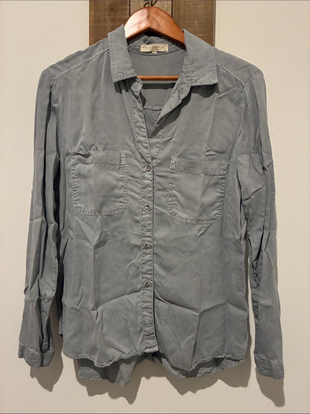 Side Stitch Light Blue Casual Button Shirt